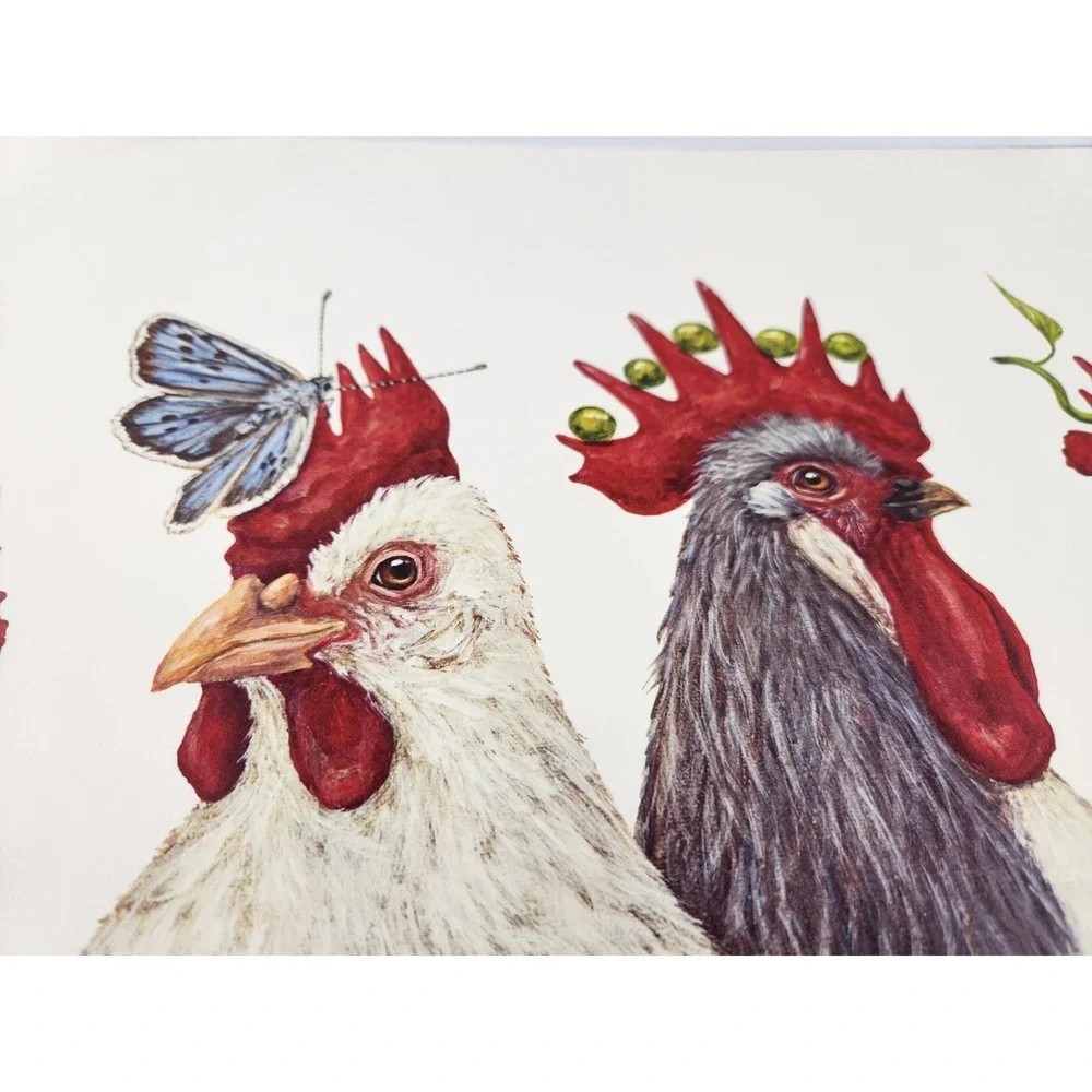 Hester Cook Chicken Social 24 Paper Placemats Farm House Hens‎ Art Food 18
